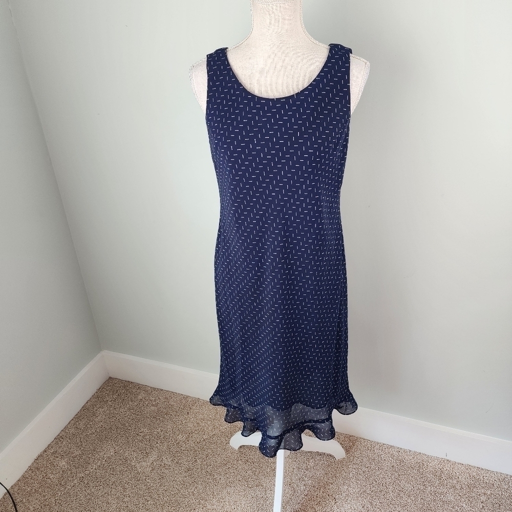 Studio One Women’s Sleeveless Lined Ruffle Bottom Hem Midi Dress Size 10 Petite